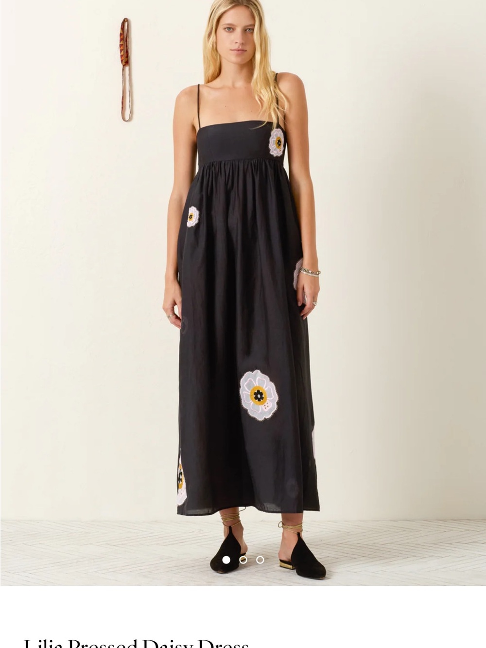 Alix Of Bohemia Black Maxi Dress with Pink and Yellow Floral Appliqué